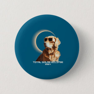Lustige totale Sonnenfinsternis Golden Retriever Button