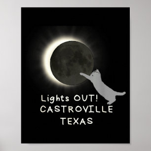 Lustige totale Sonnenfinsternis Katze Castroville Poster