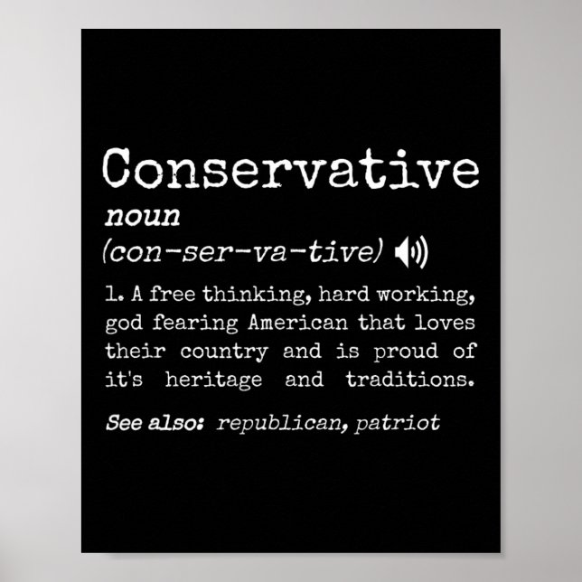 Lustige Traditionelle Konservative Definition Pro  Poster (Vorne)