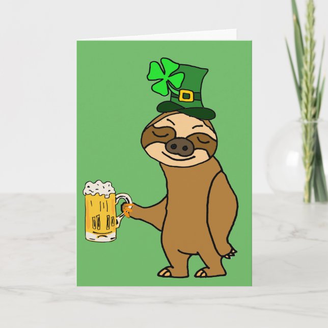 Lustige Trägheits-trinkenden Bier-St Patrick Karte (Vorderseite)