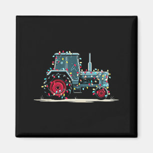 Lustige Traktor-Weihnachtsgrafik-Lichterliebhaber- Magnet