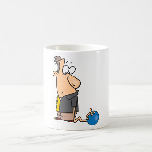 Lustige traurige Bowlingfigur mit Bowlingkugel Kaffeetasse