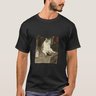 Lustige traurige Katze raucht Meme Sumi-e japanisc T-Shirt