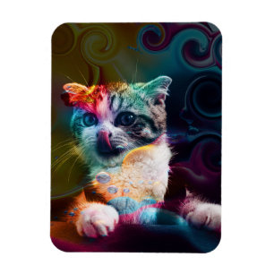 LUSTIGE TRENDIGE FARBENFROHE KATZENKUNST MAGNET