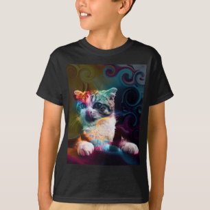 LUSTIGE TRENDIGE FARBENFROHE KATZENKUNST T-Shirt