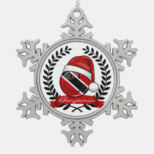 Lustige Trinidad-Flaggen-Weihnachtsart Schneeflocken Zinn-Ornament