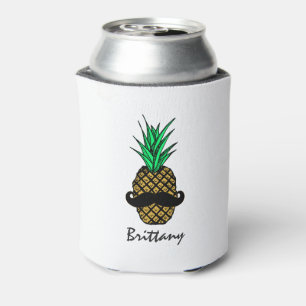 Lustige tropische Ananas mit Schnurrbart-Monogramm Dosenkühler
