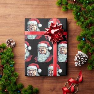Lustige Trump-Weihnachtsmann-Santa-Kunst-Porträt-G Geschenkpapier