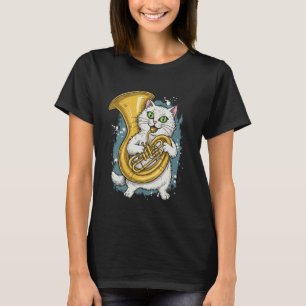 Lustige Tuba-Katze Musikliebhaber Süße Band Nerd T-Shirt
