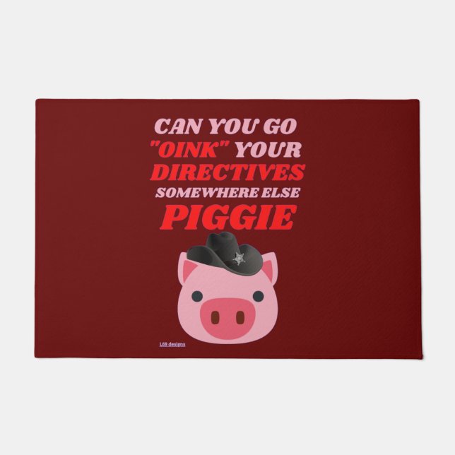 lustige Tür "OINK PIGGIE" Fußmatte (Vorderseite)