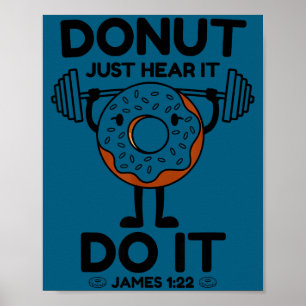 Lustige Turnhalle Donut Gewichtheben Fitness Motiv Poster