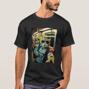 Lustige U-Bahn-Zug Katzen Urban Style Street Art G T-Shirt