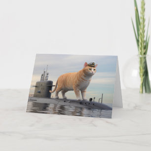 Lustige U-Boot-Tabby-Katze Karte