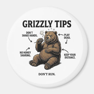 Lustige Überlebenstipps für Grizzlybären Outdoor H Magnet