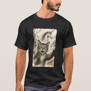 Lustige überraschte erschrockene Katze macht Selfi T-Shirt