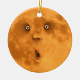Lustige überraschte Vollmond-Gesichts-Verzierung Keramik Ornament