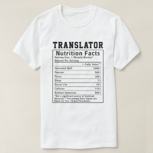 Lustige Übersetzer-Ernährungsfakten Sprachkenntnis T-Shirt