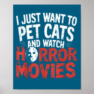 Lustige Uhr Horrorfilm Fan - Halloween Katzenliebh Poster
