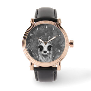 Lustige Uhr mit neugierigem Lama