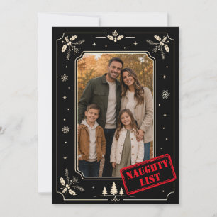 Lustige Unartige Liste Familien-Weihnachts-Fotokar Dankeskarte