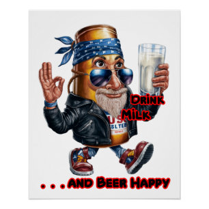 Lustige und bunte Bierdose auf einer Poster