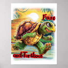 Lustige und bunte Cartoon-Schildkröte auf einer Poster