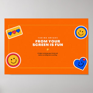 Lustige und eigenartige orange Aufkleber Poster