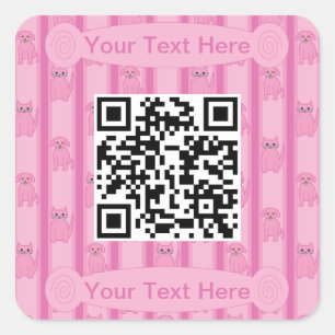 Lustige und Fancy Katze und Hund QR Code Quadratischer Aufkleber