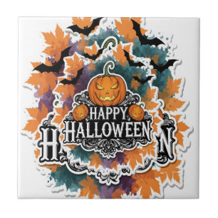 Lustige und Gruselige Halloween-Sprüche Glücklich Fliese