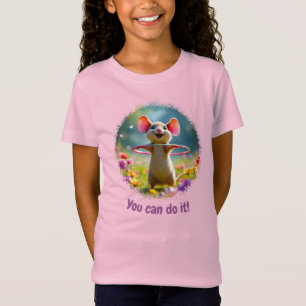 Lustige und niedliche Maus mit Hula-Hoop-Reifen, i T-Shirt