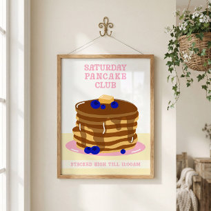 Lustige und Retro Frühstückspfannkuchen Küchenkuns Poster