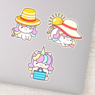 Lustige und süße Kawaii-Einhorn-Set mit 3 Aufklebe Aufkleber