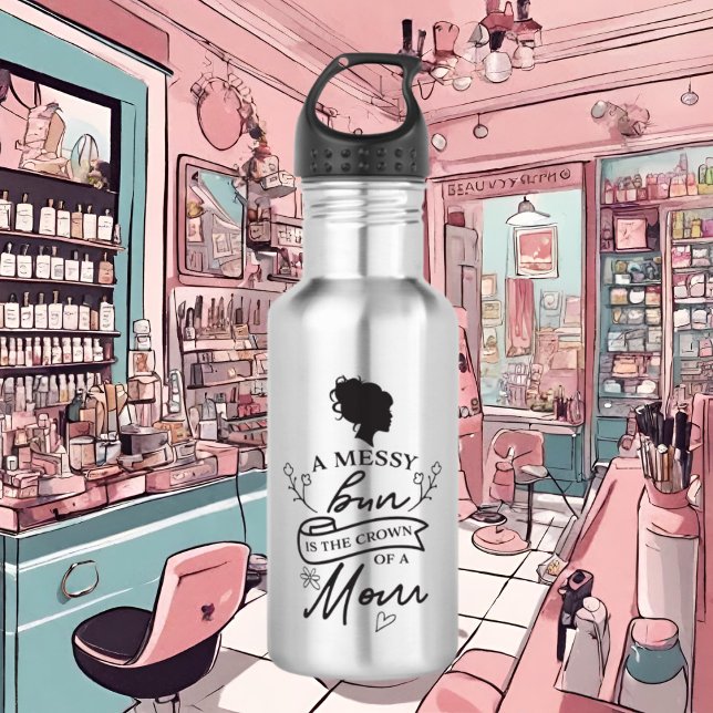 lustige unordentliche Mama Edelstahlflasche (Von Creator hochgeladen)