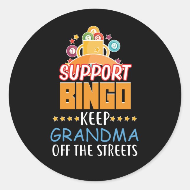 lustige Unterstützung Bingo Oma Wortart Runder Aufkleber (Vorderseite)