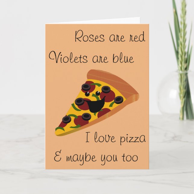 Lustige Valentinsgruß-Pizza Feiertagskarte (Vorderseite)