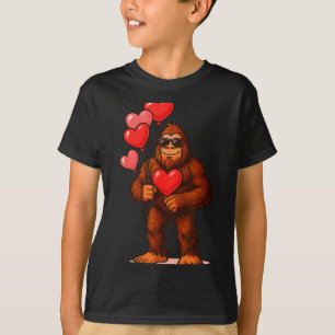 Lustige Valentinstag Bigfoot Herz Ballons Sasqua T-Shirt