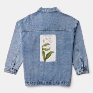 Lustige Venusfliegenfalle mit Warnmeldung Jeansjacke