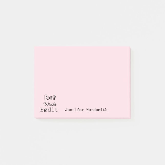 Lustige Verfasser, die das Leben essen, schreiben Post-it Klebezettel (Vorderseite)
