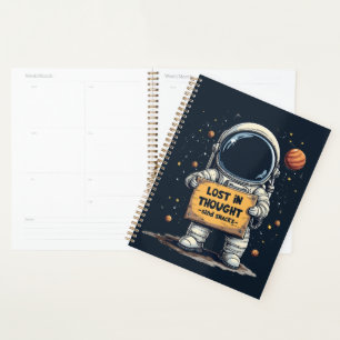 Lustige verlorene Astronaut im Weltraum Illustrati Planer