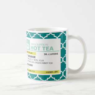 Lustige Verordnungs-heißer Tee mit Kaffeetasse