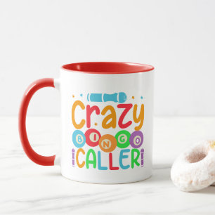 Lustige verrückte Bingo-Ansager-Wortkunst Tasse