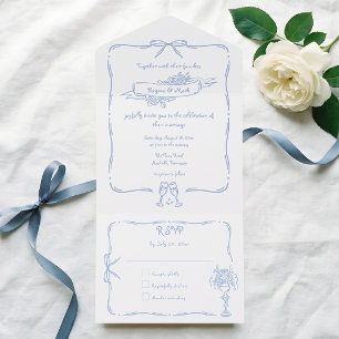 Lustige verrückte handgezeichnete Hochzeit mit Doo All In One Einladung
