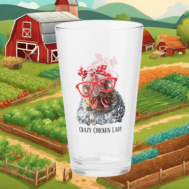 lustige, verrückte Hennenfrau fügt Text hinzu Glas (Von Creator hochgeladen)