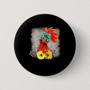 Lustige Verrückte Hühnerdame Wortkunst Button