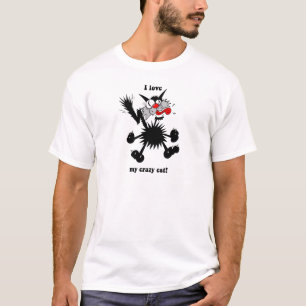 Lustige verrückte Katze T-Shirt