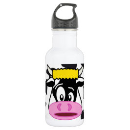 Lustige verrückte Kuh Stier auf Edelstahlflasche