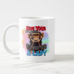 Lustige verrückte Lady-Affen-Wortkunst Jumbo-Tasse