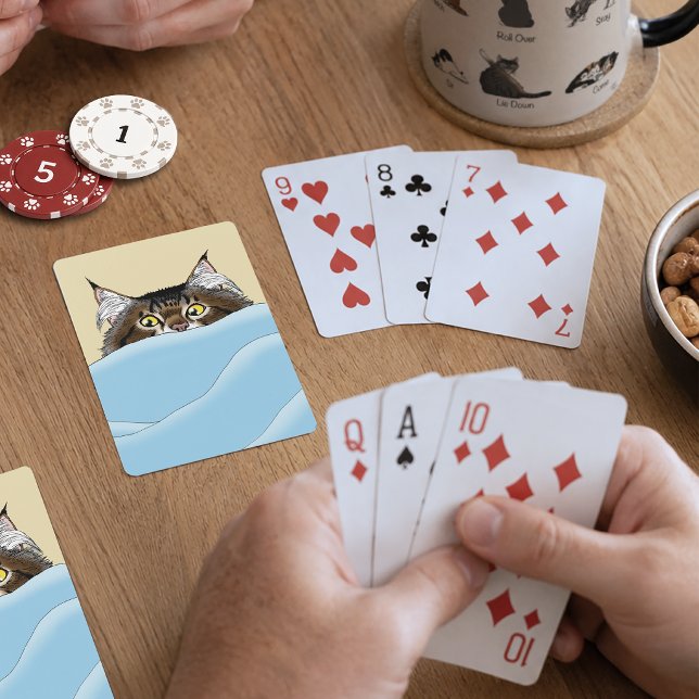 Lustige verspielte gelbe Tabby-Katze Morgens Humor Spielkarten (Von Creator hochgeladen)