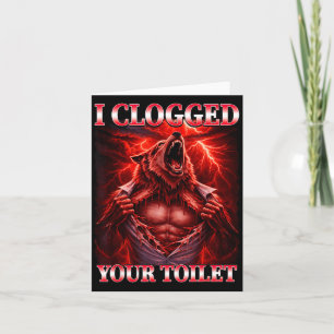 Lustige verstopfte Toilette Alpha-Wolf-Meme Gehirn Karte