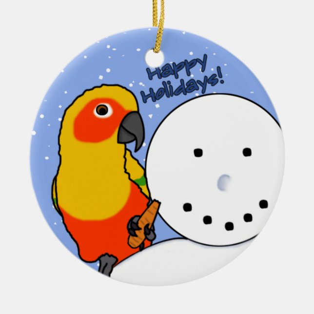 Lustige Verzierung SchneemannSun Conure Keramikornament (Vorne)